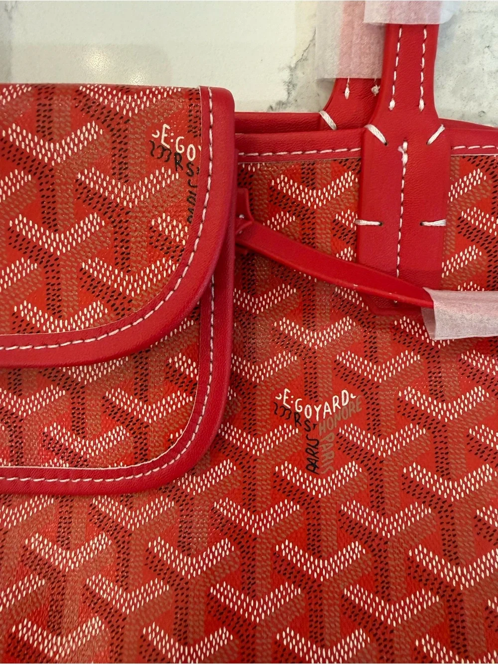 Canal street inspired red tote with matching pouch